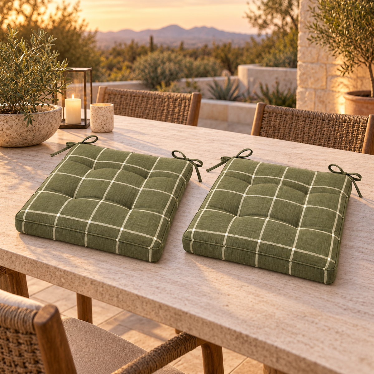 Terrace Grid Chair Pad Set